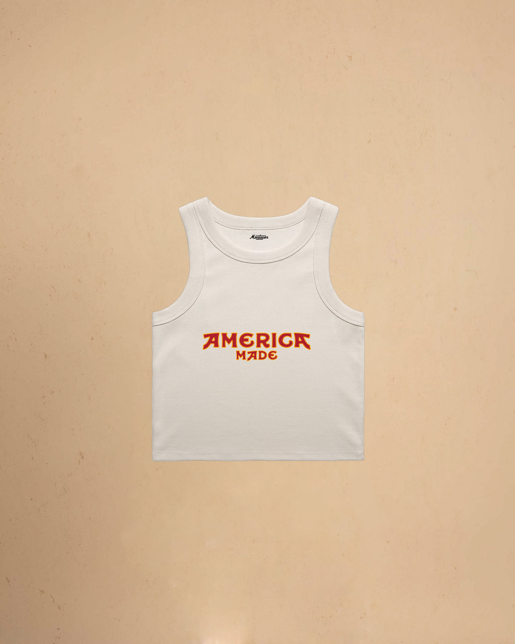 Bone America Made Crop Tank Top by Montavor featuring a premium cropped slim-fit silhouette with Western-inspired graphic design.