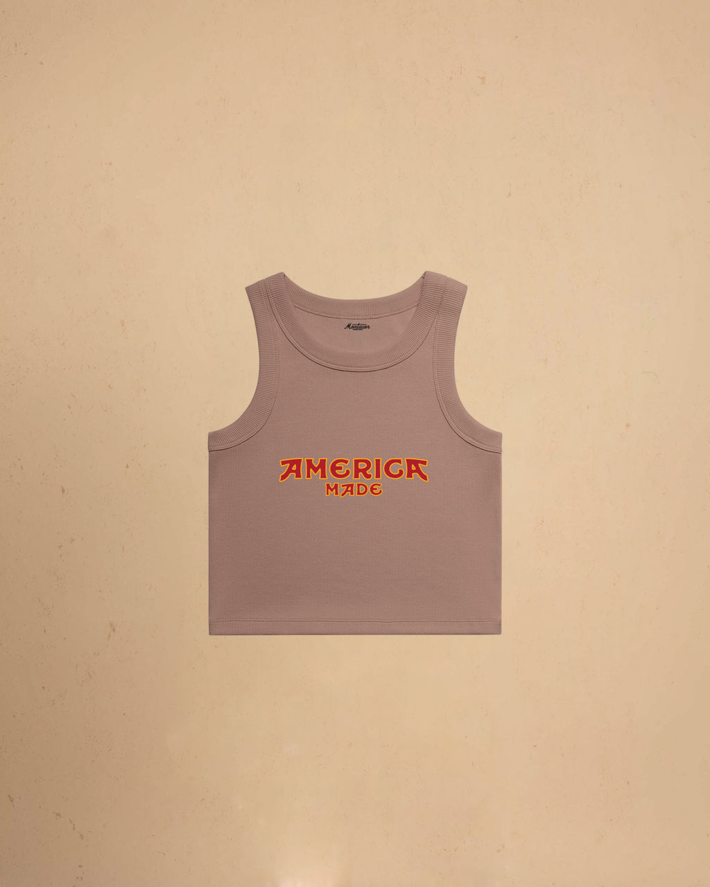 Pink America Made Crop Tank Top by Montavor featuring a premium cropped slim-fit silhouette with Western-inspired graphic design.