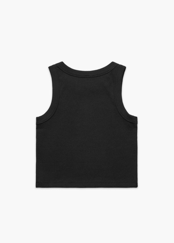 Back of Black America Provisions Logo Female Organic Crop Tank Top printed and shipped from the USA