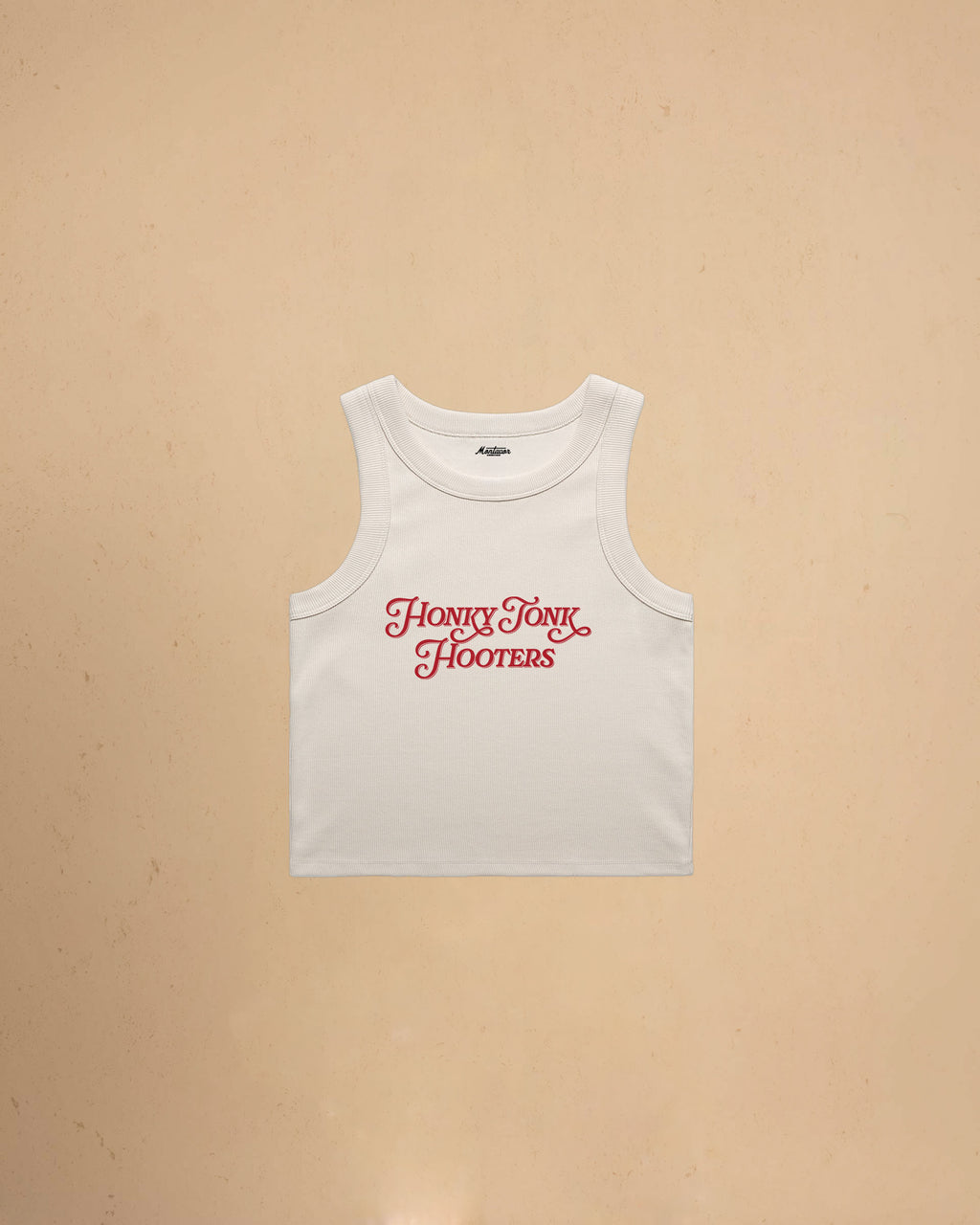 Women’s Honky Tonk Hooters organic crop tank top featuring vintage western typography, premium ribbed construction, and a flattering slim cropped fit.