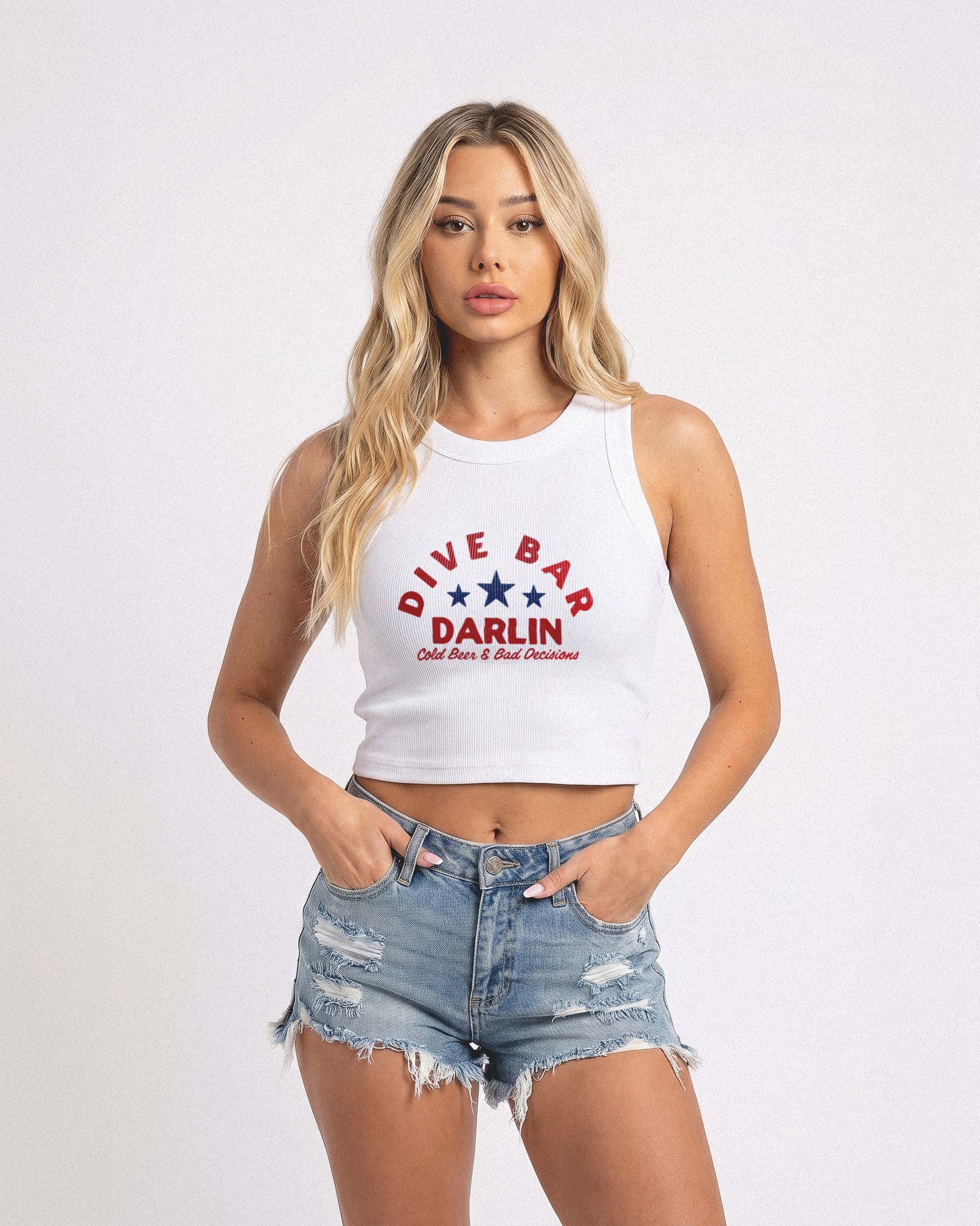 Dive Bar Darlin Organic Crop Tank Top