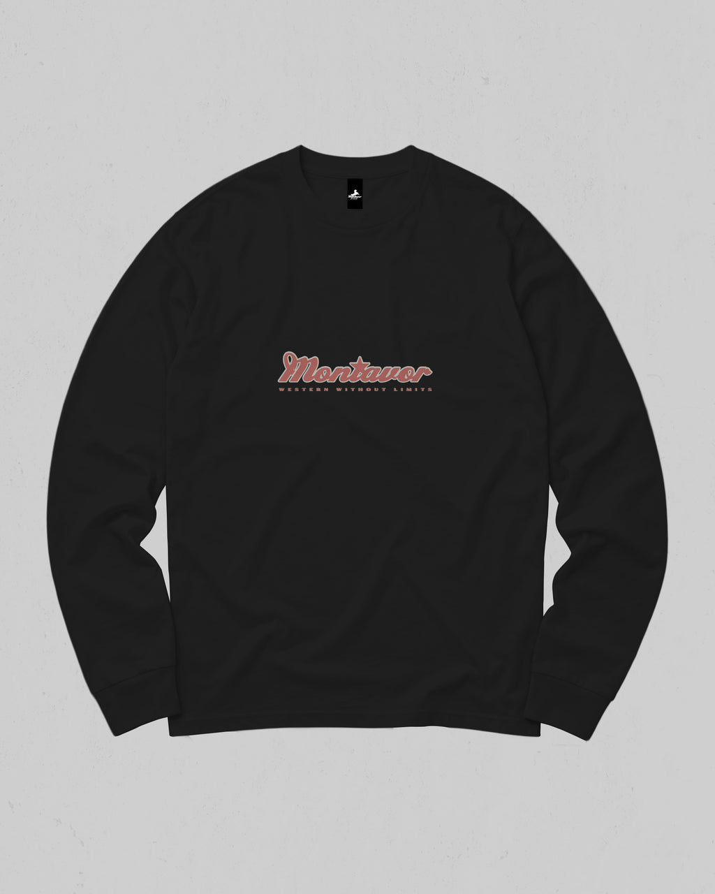 Montavor American Eagle long sleeve T-shirt, front view with centred Montavor logo and Western Without Limits lettering.