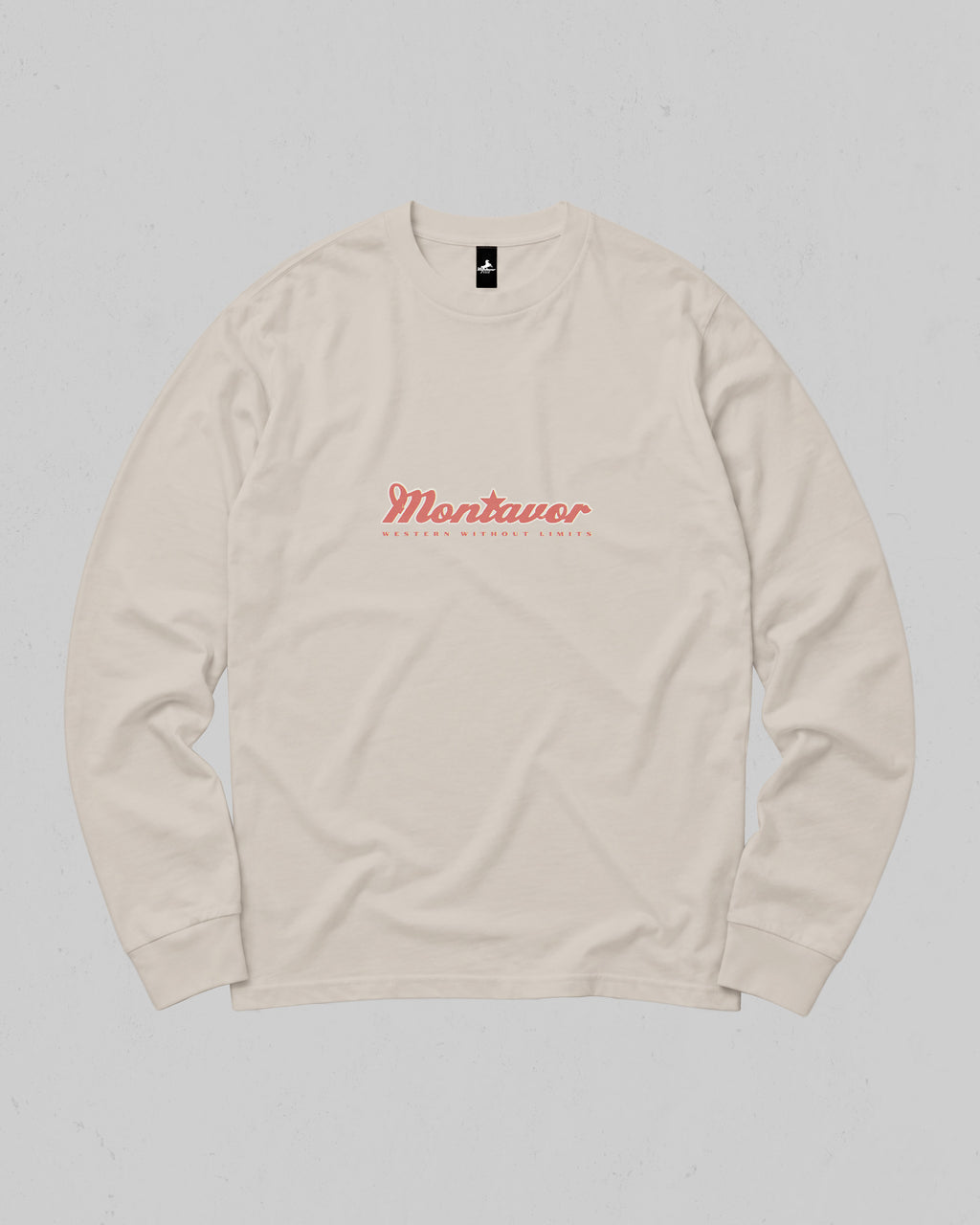 Montavor American Eagle long sleeve T-shirt, front view with centred Montavor logo and Western Without Limits lettering.