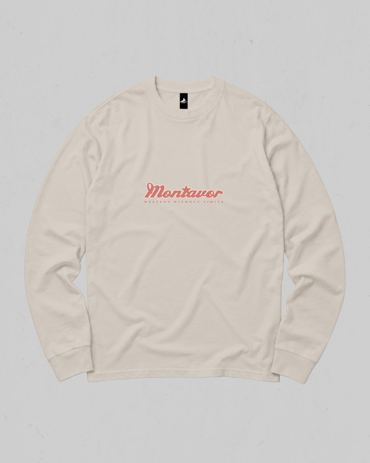 Montavor American Eagle long sleeve T-shirt, front view with centred Montavor logo and Western Without Limits lettering.