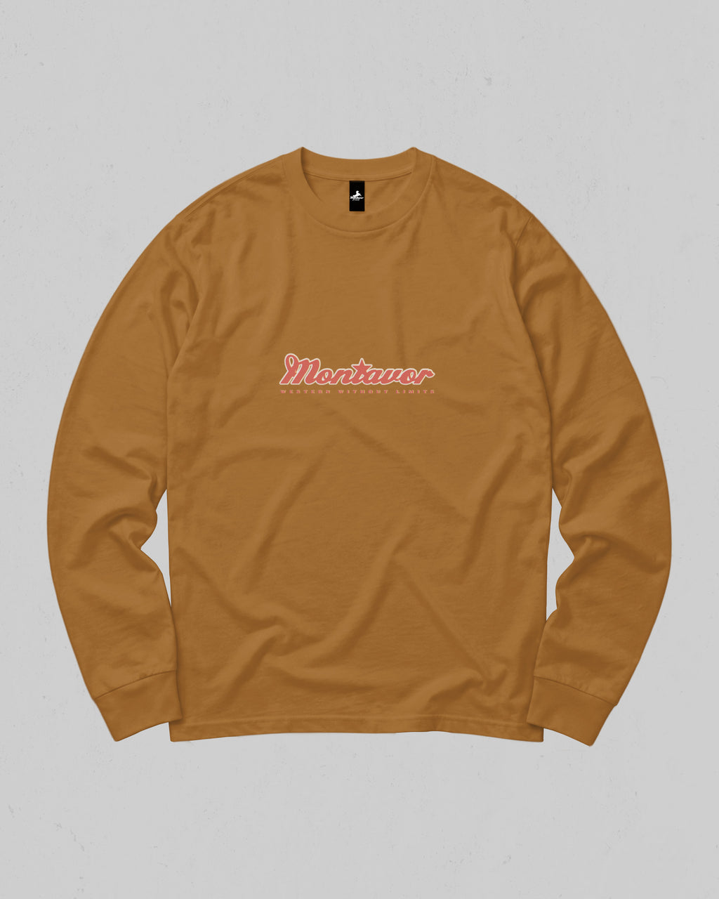 Montavor American Eagle long sleeve T-shirt, front view with centred Montavor logo and Western Without Limits lettering.