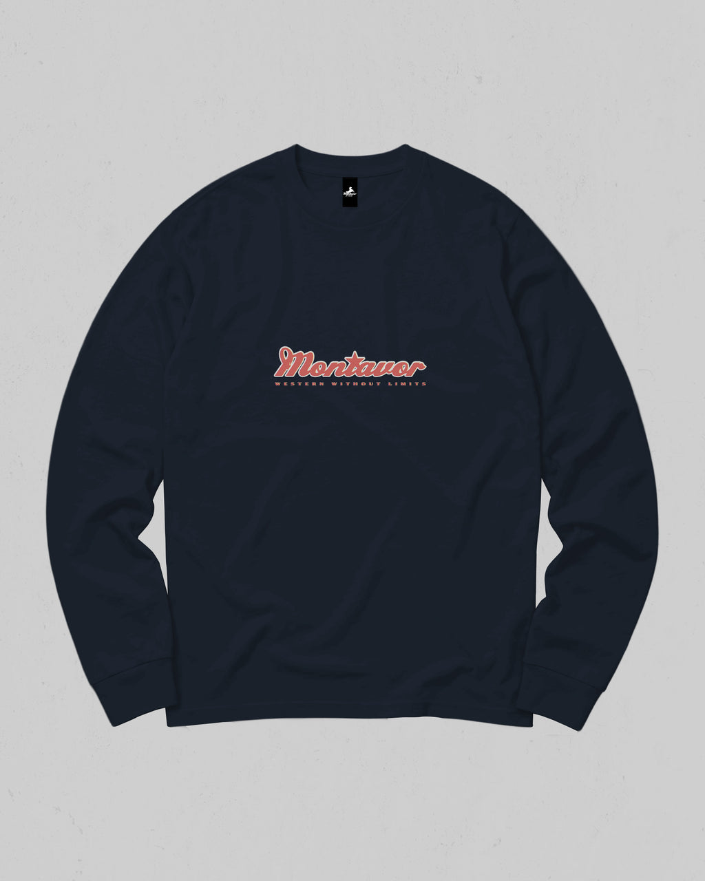 Montavor American Eagle long sleeve T-shirt, front view with centred Montavor logo and Western Without Limits lettering.