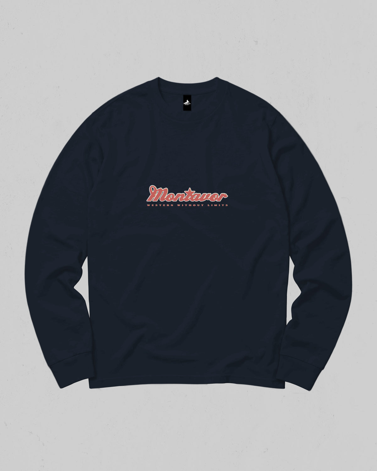 Montavor American Eagle long sleeve T-shirt, front view with centred Montavor logo and Western Without Limits lettering.