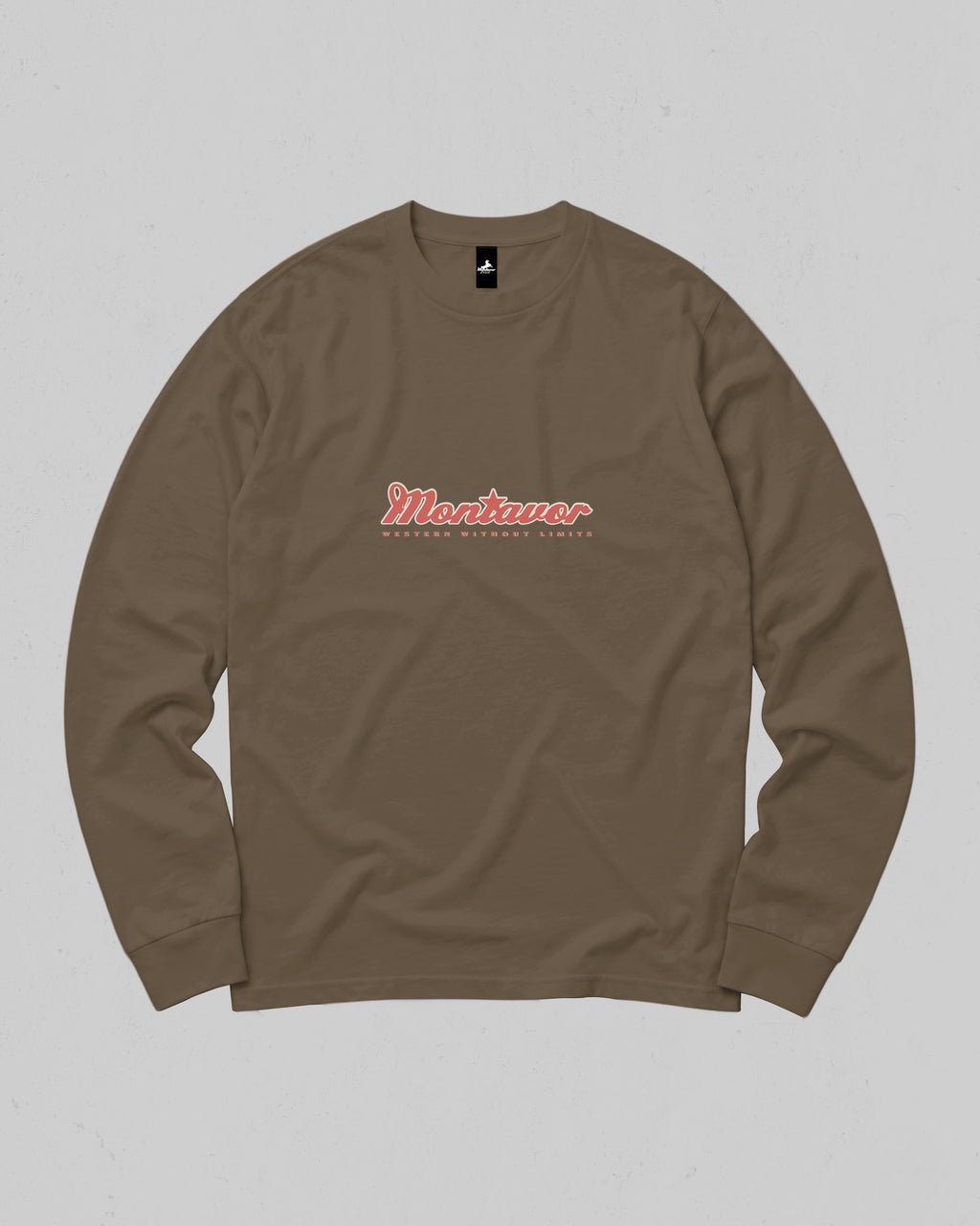 Montavor American Eagle long sleeve T-shirt, front view with centred Montavor logo and Western Without Limits lettering.