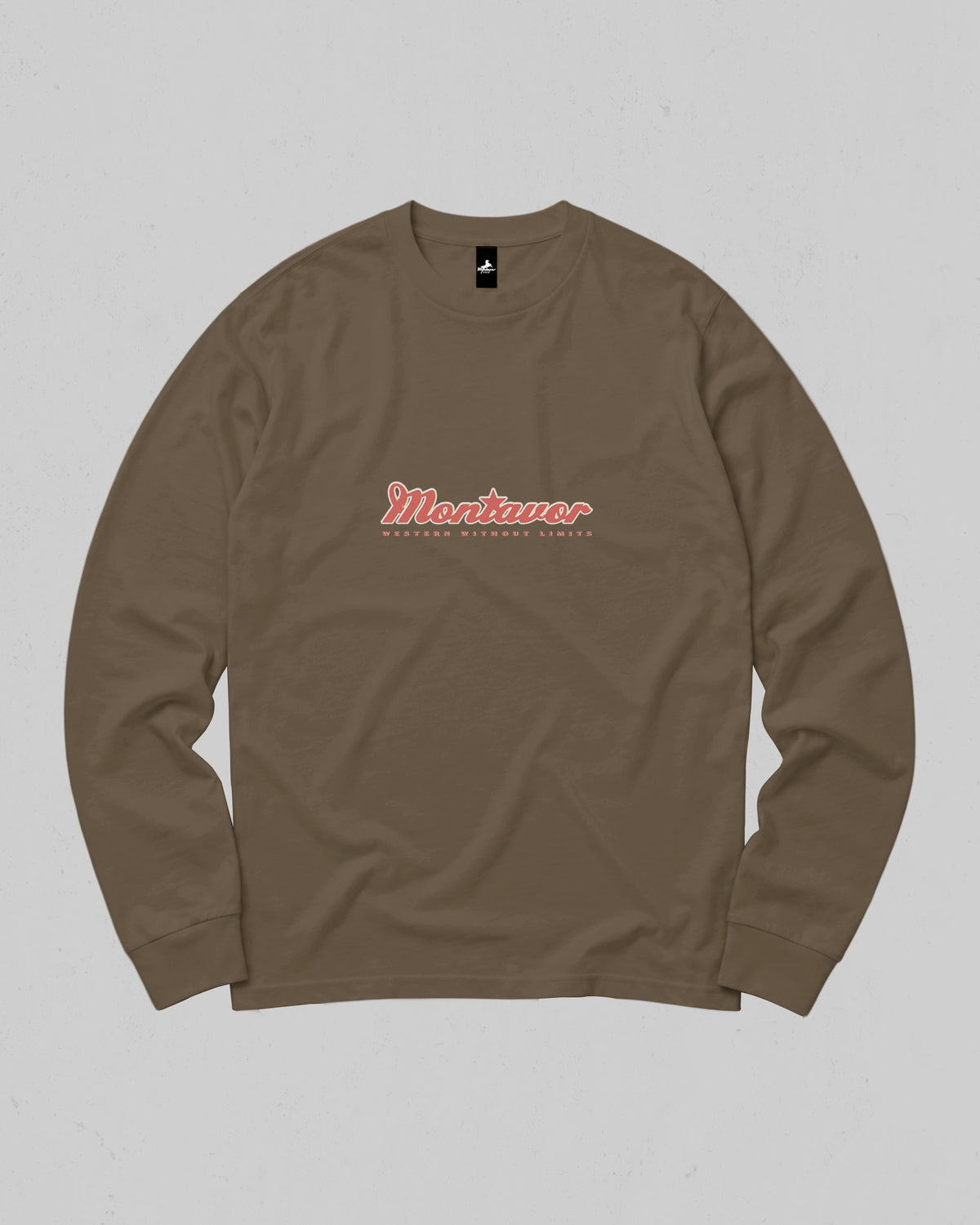 Montavor American Eagle long sleeve T-shirt, front view with centred Montavor logo and Western Without Limits lettering.