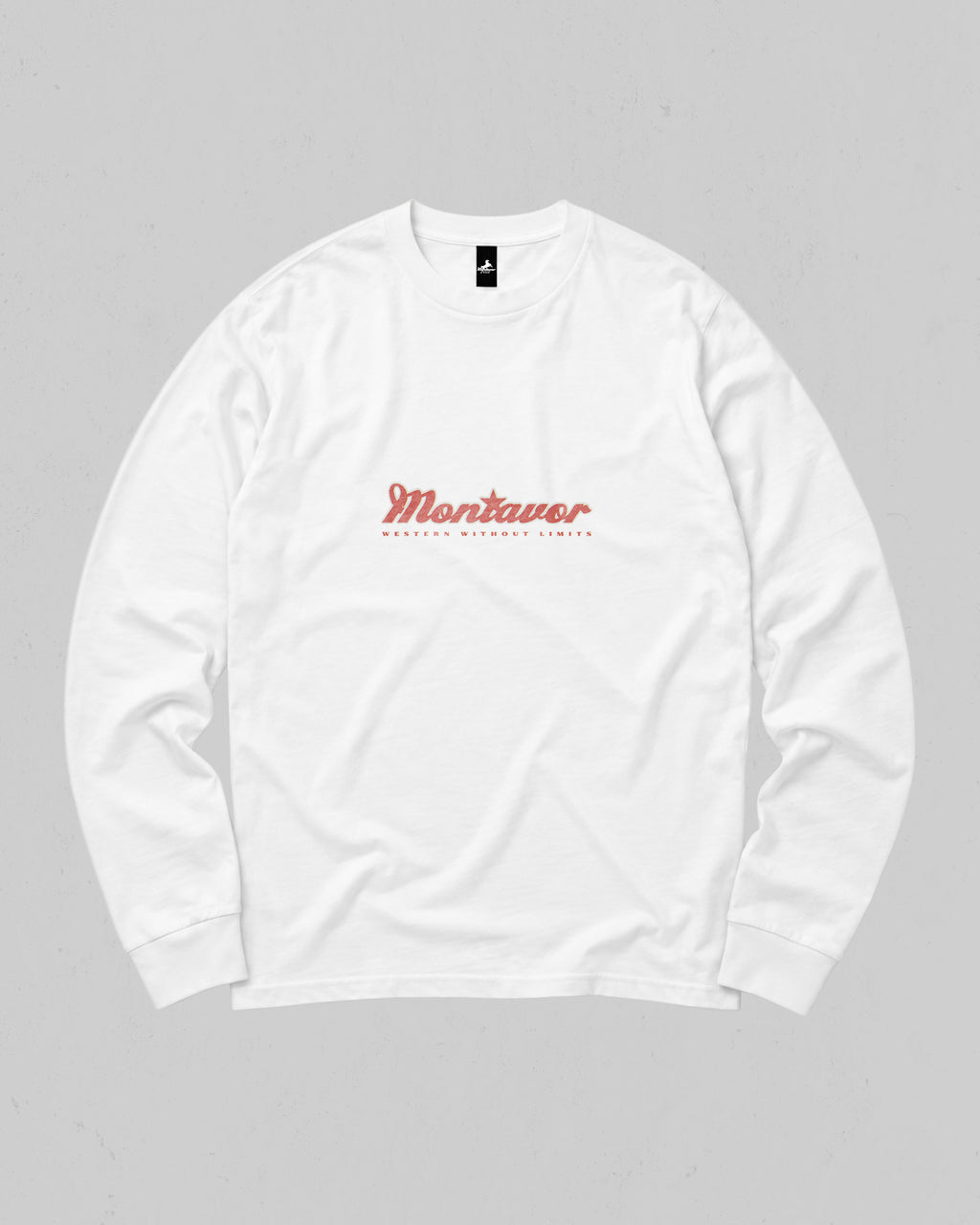 Montavor American Eagle long sleeve T-shirt, front view with centred Montavor logo and Western Without Limits lettering.