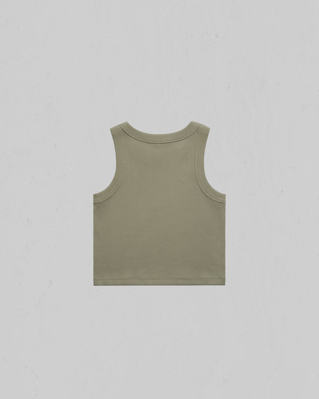 Organic crop tank top shown from the back, centered on a light gray background.
