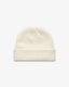 Ecru Short fisherman-style beanie with wide ribbed knit displayed flat for product detail.