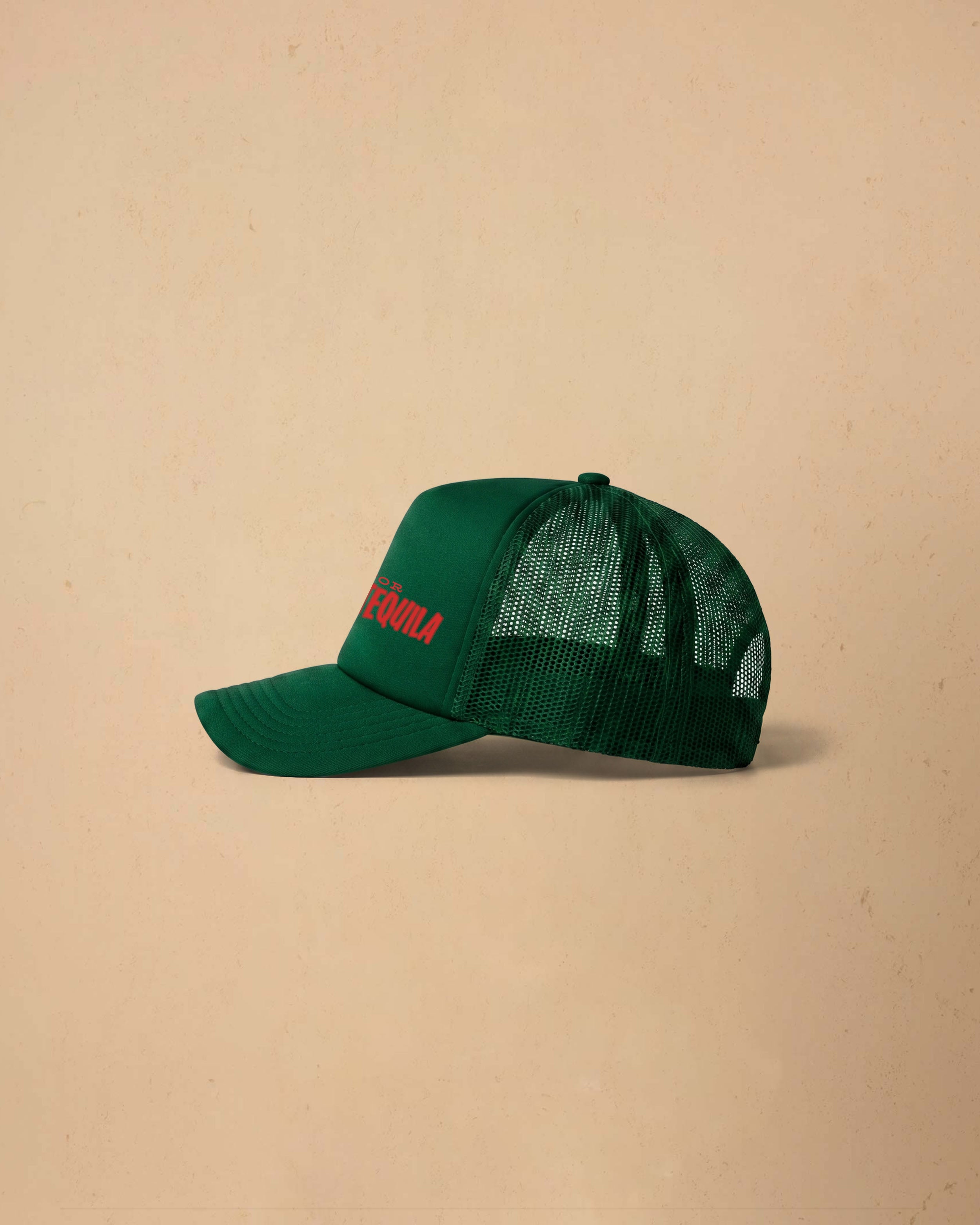 Built For Trouble trucker cap featuring a bold Western-inspired graphic on a high-profile foam-front snapback cap with breathable mesh backing.