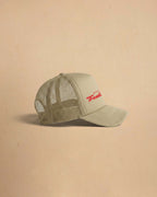Built For Trouble trucker cap featuring a bold Western-inspired graphic on a high-profile foam-front snapback cap with breathable mesh backing.