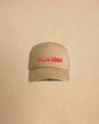 Built For Trouble trucker cap featuring a bold Western-inspired graphic on a high-profile foam-front snapback cap with breathable mesh backing.
