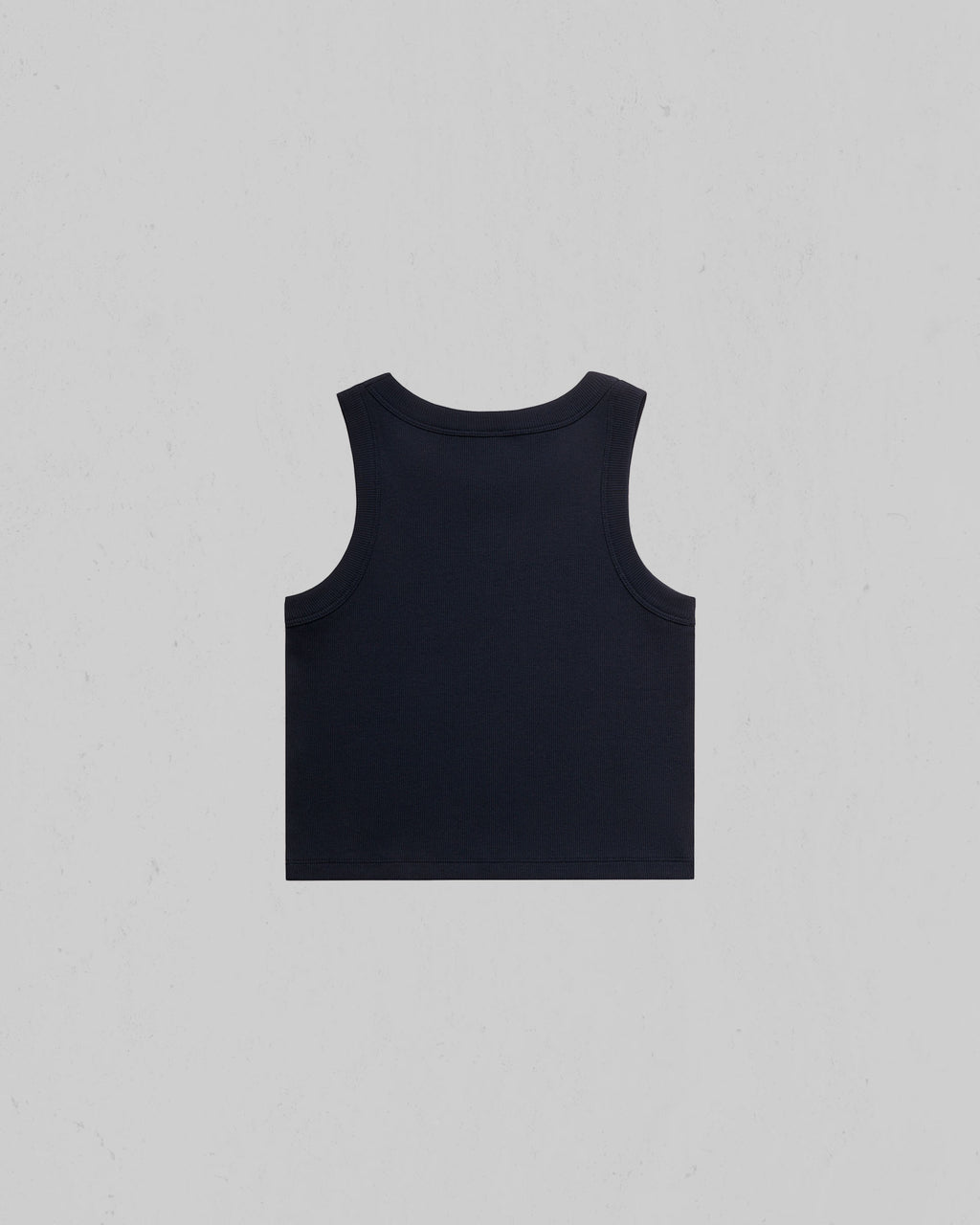 Organic crop tank top shown from the back, centered on a light gray background.