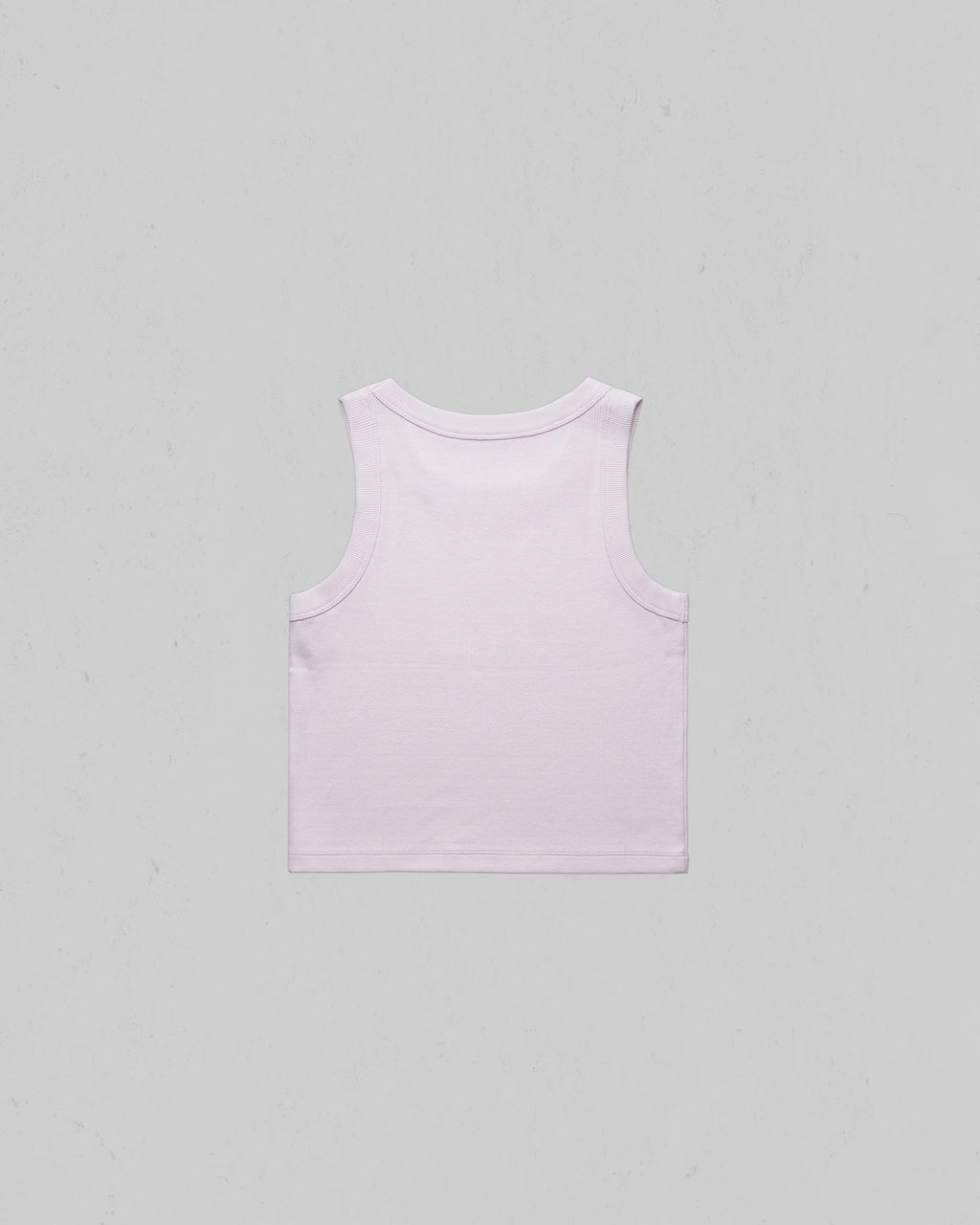 Organic crop tank top shown from the back, centered on a light gray background.