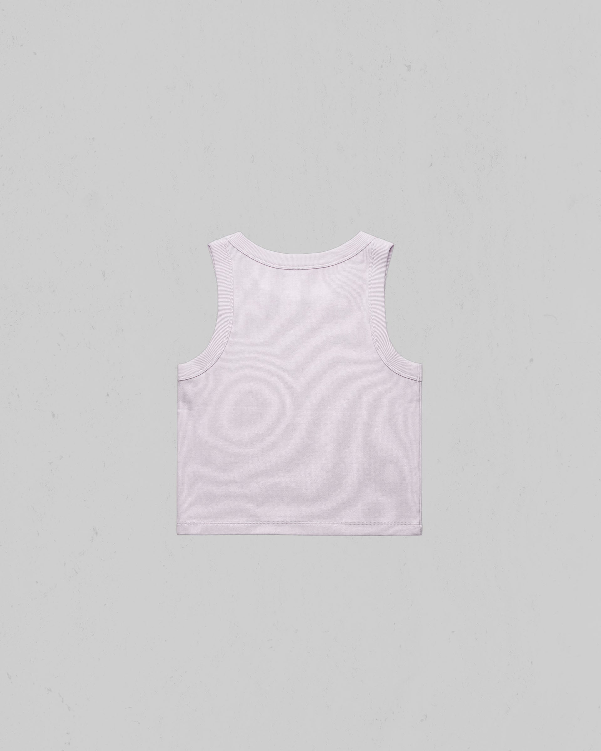 Organic crop tank top shown from the back, centered on a light gray background.
