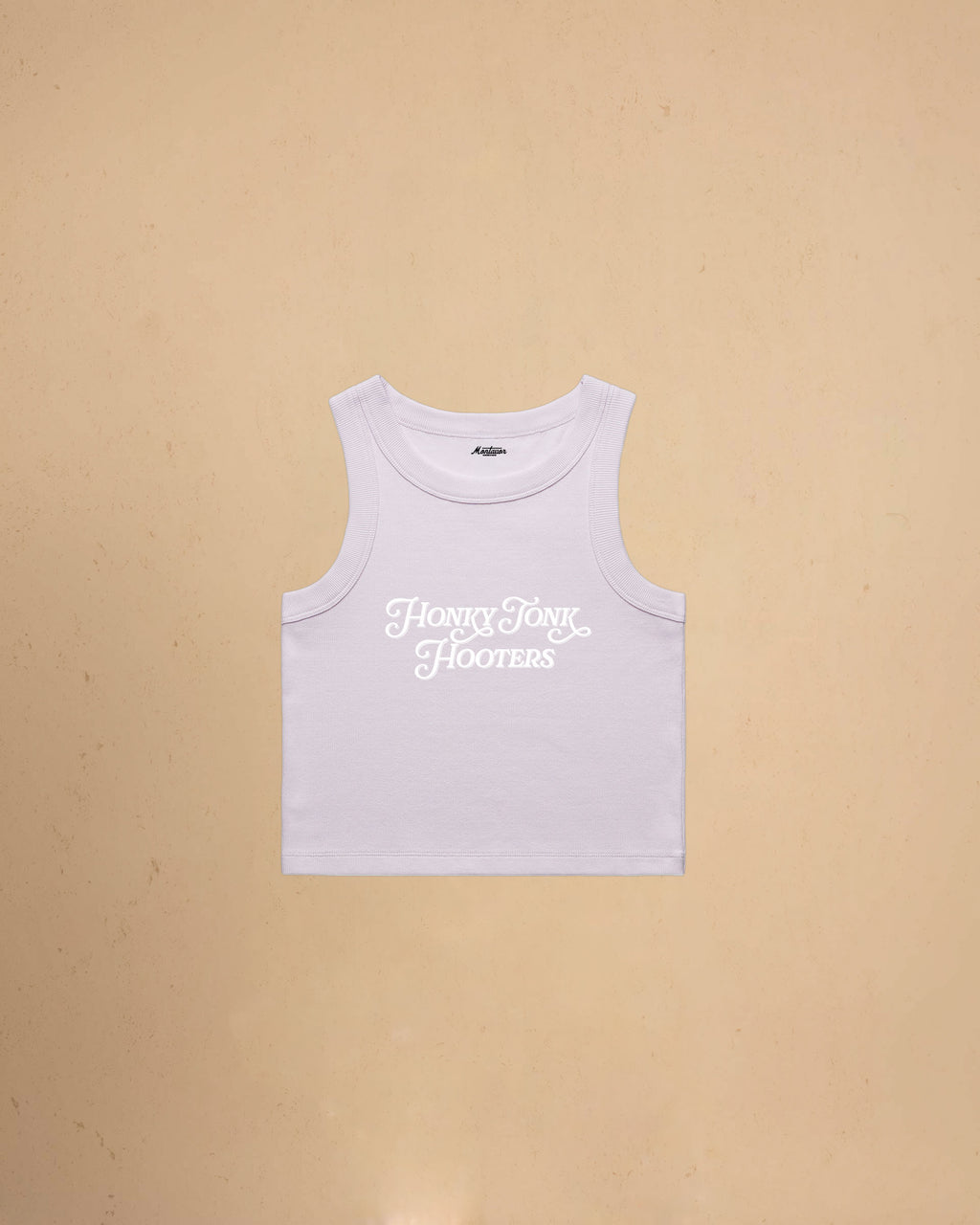 Women’s Honky Tonk Hooters organic crop tank top featuring vintage western typography, premium ribbed construction, and a flattering slim cropped fit.