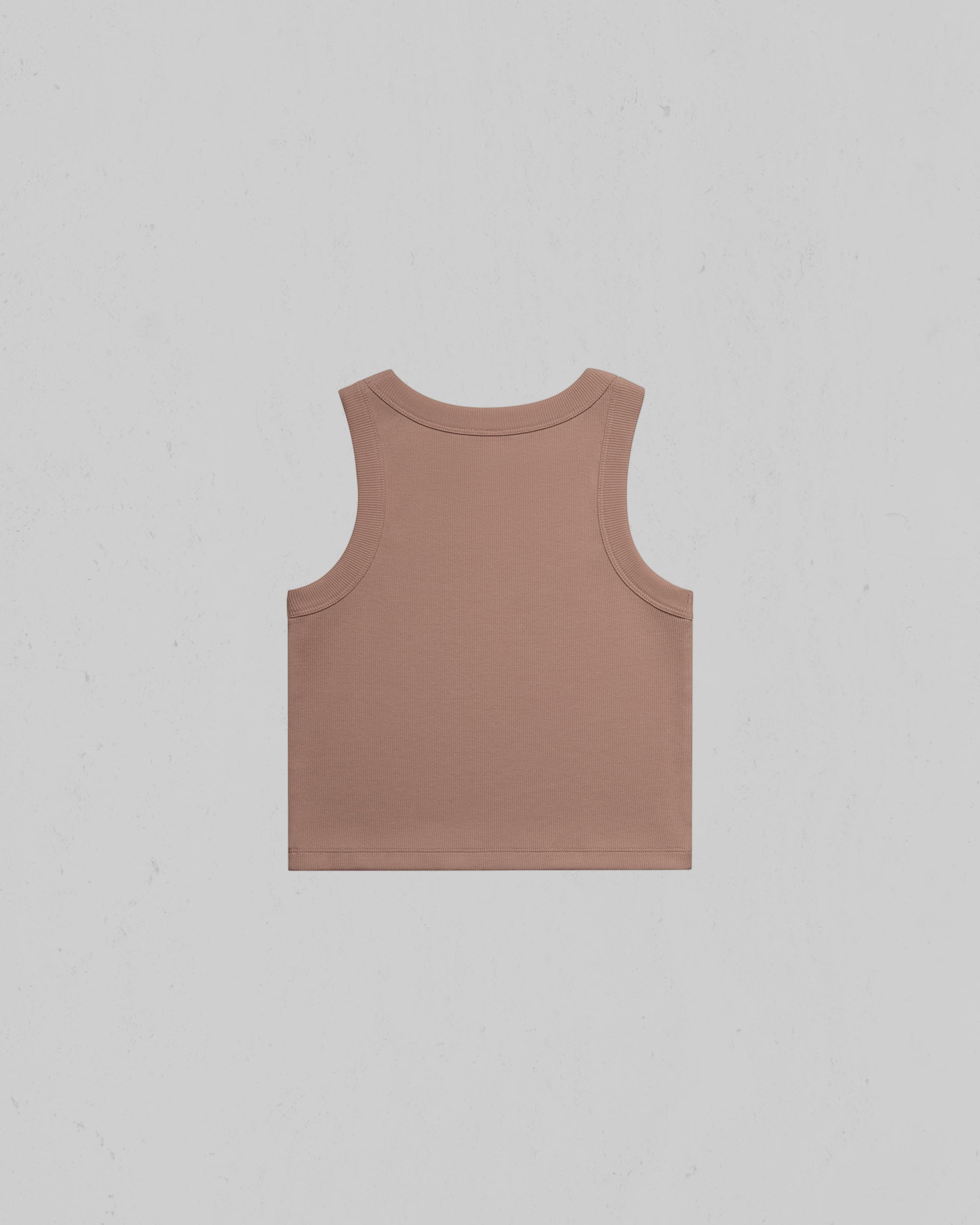 Organic crop tank top shown from the back, centered on a light gray background.