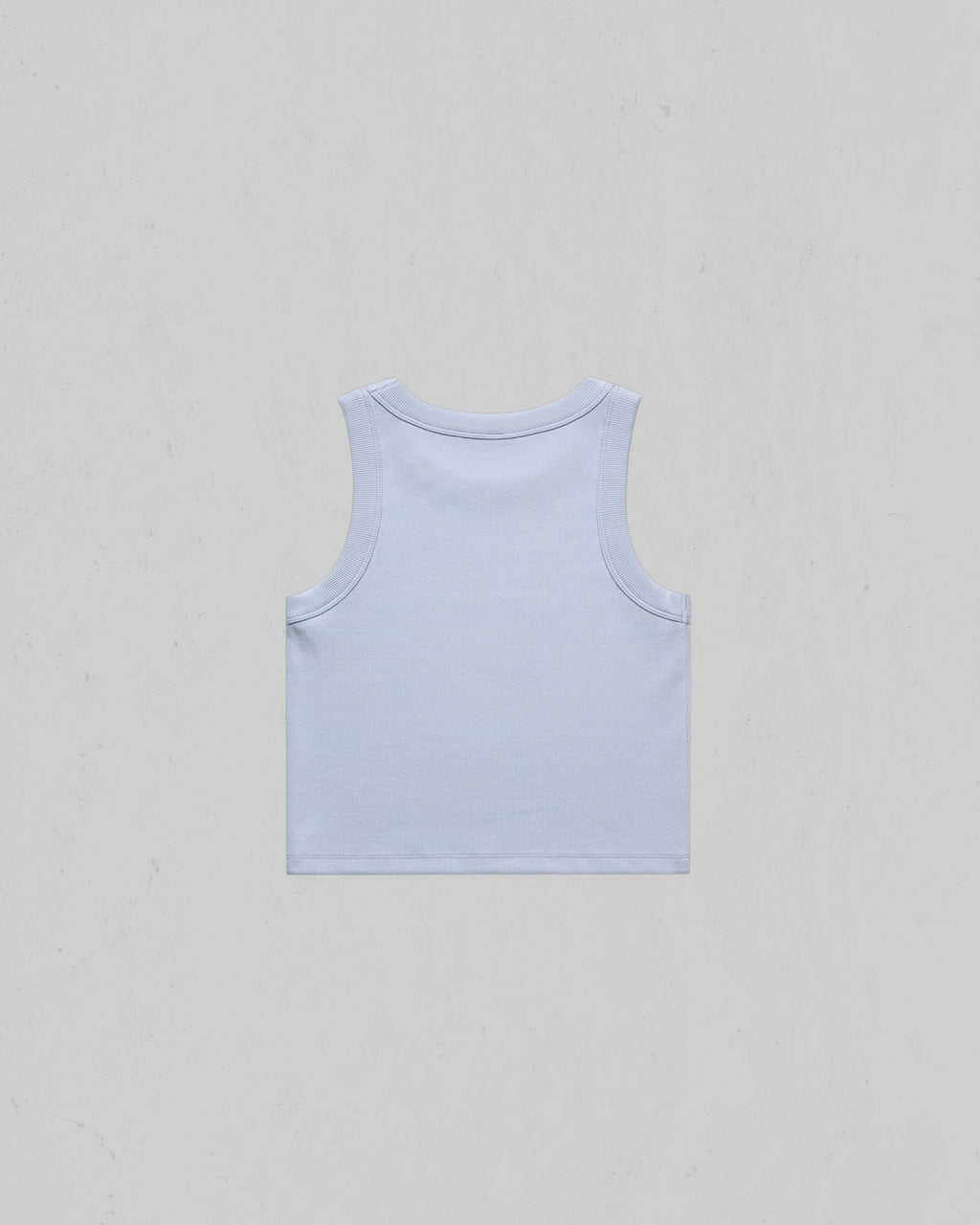 Organic crop tank top shown from the back, centered on a light gray background.