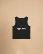 Women’s western-inspired Rodeo Rack cropped tank top with vintage country graphic design by Montavor