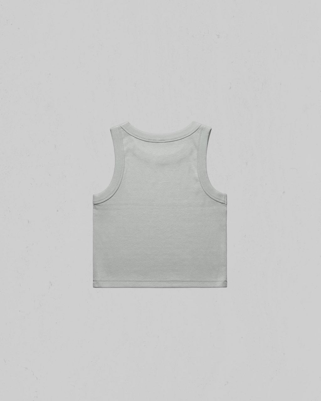 Organic crop tank top shown from the back, centered on a light gray background.