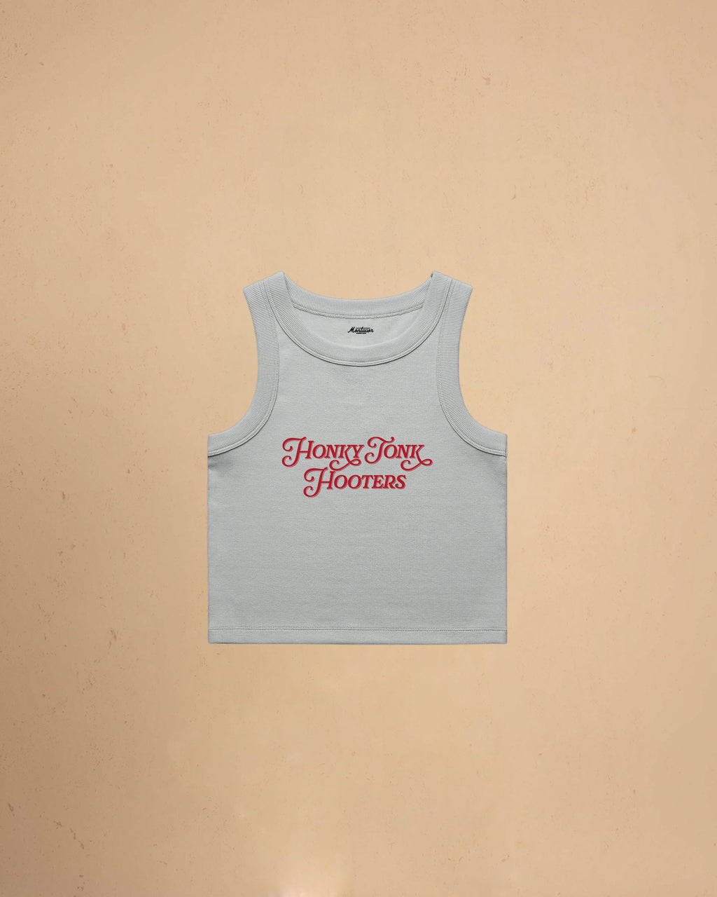 Women’s Honky Tonk Hooters organic crop tank top featuring vintage western typography, premium ribbed construction, and a flattering slim cropped fit.