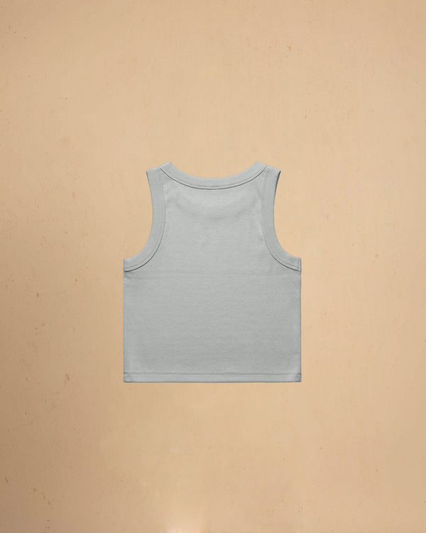 Storm blue tank top on a beige background
