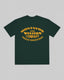 Montavor Western Company heavyweight T-shirt in Pine Green, back view with large Montavor 1776 Western Company Proud Americans graphic.