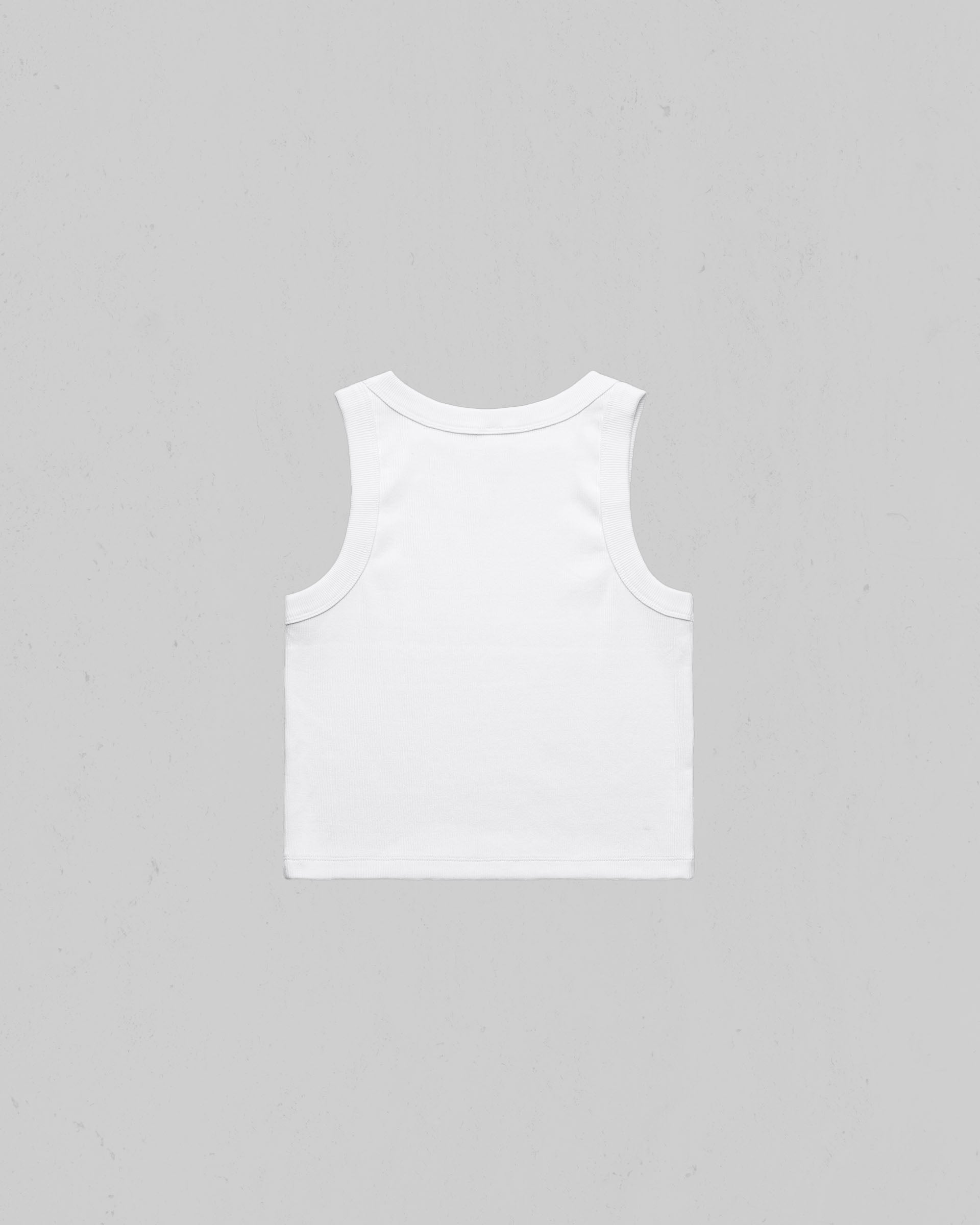 Back shot organic crop tank top.