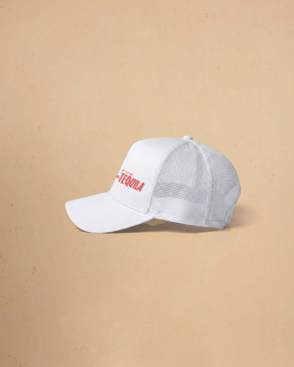 Built For Trouble trucker cap featuring a bold Western-inspired graphic on a high-profile foam-front snapback cap with breathable mesh backing.