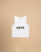 Women’s Wild Horses western-inspired cropped tank top with vintage horse graphic design by Montavor