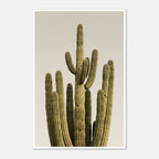 Minimalist desert cactus wall art featuring a tall cactus against a neutral background.