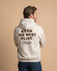 Back view of Montavor Keep The West Alive western hoodie with oversized western graphic print and relaxed fit design.