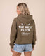 Back view of Montavor Keep The West Alive western hoodie with oversized western graphic print and relaxed fit design.